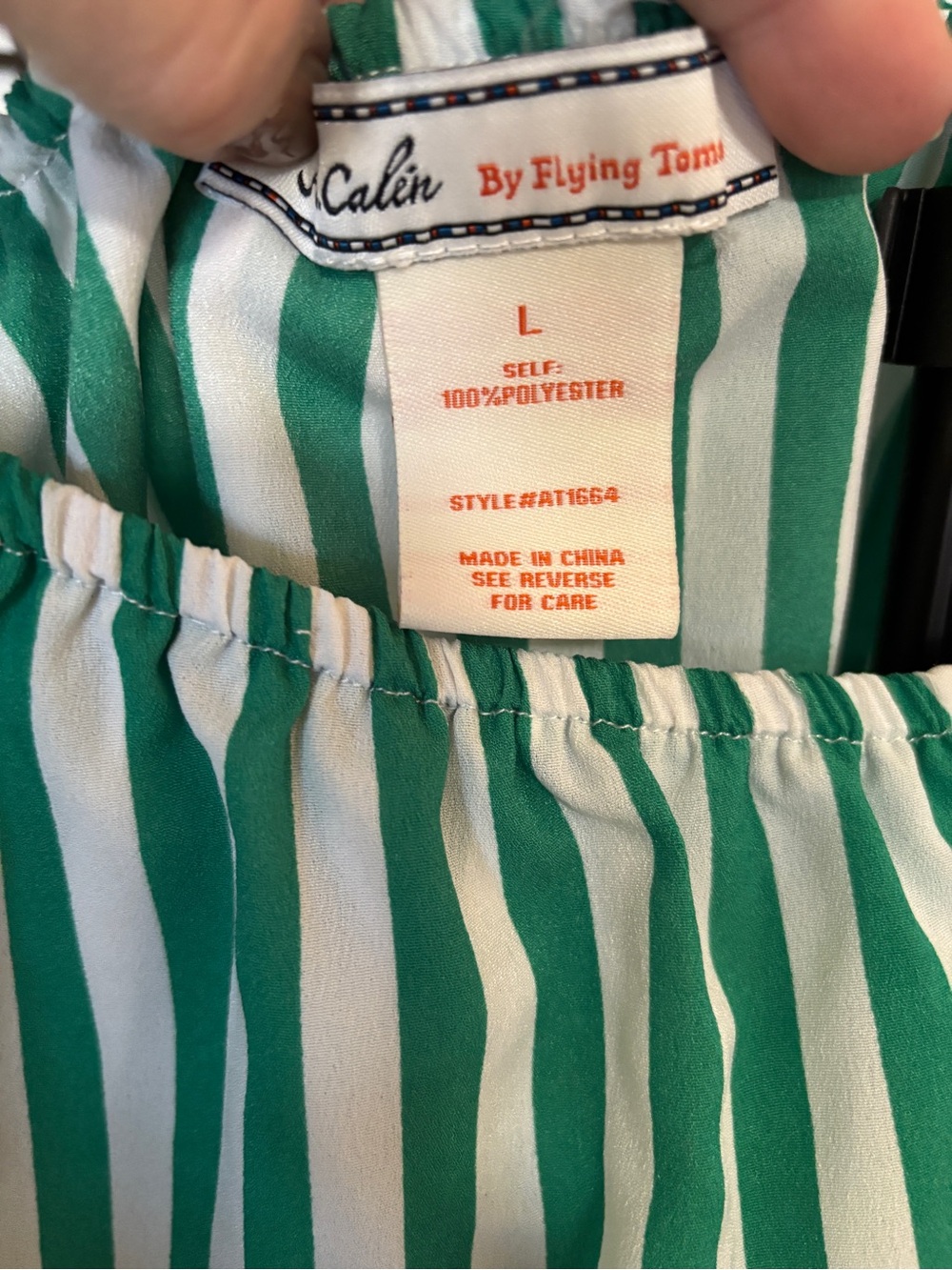 McAlin by Flying Tomato Green White Stripe Off Shoulder Top Large - Picture 2 of 3